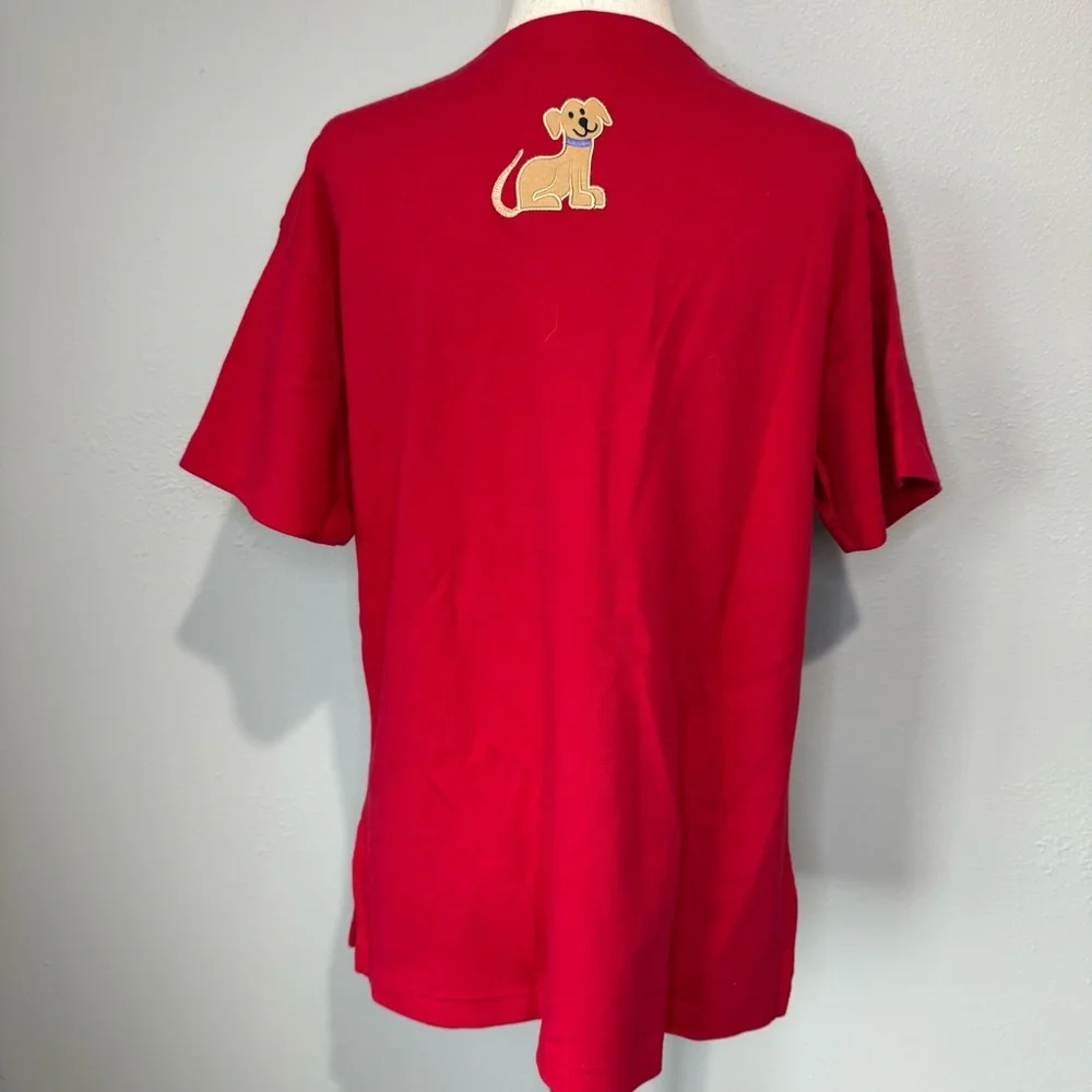 Bechamel Petites Red Embroidered Dog Tee – Size PS